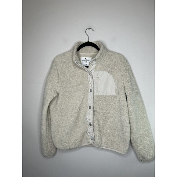 Abercrombie and Fitch Kids Girls Cozy Fleece Button Down Cream Color Size 15/16 - Picture 1 of 10